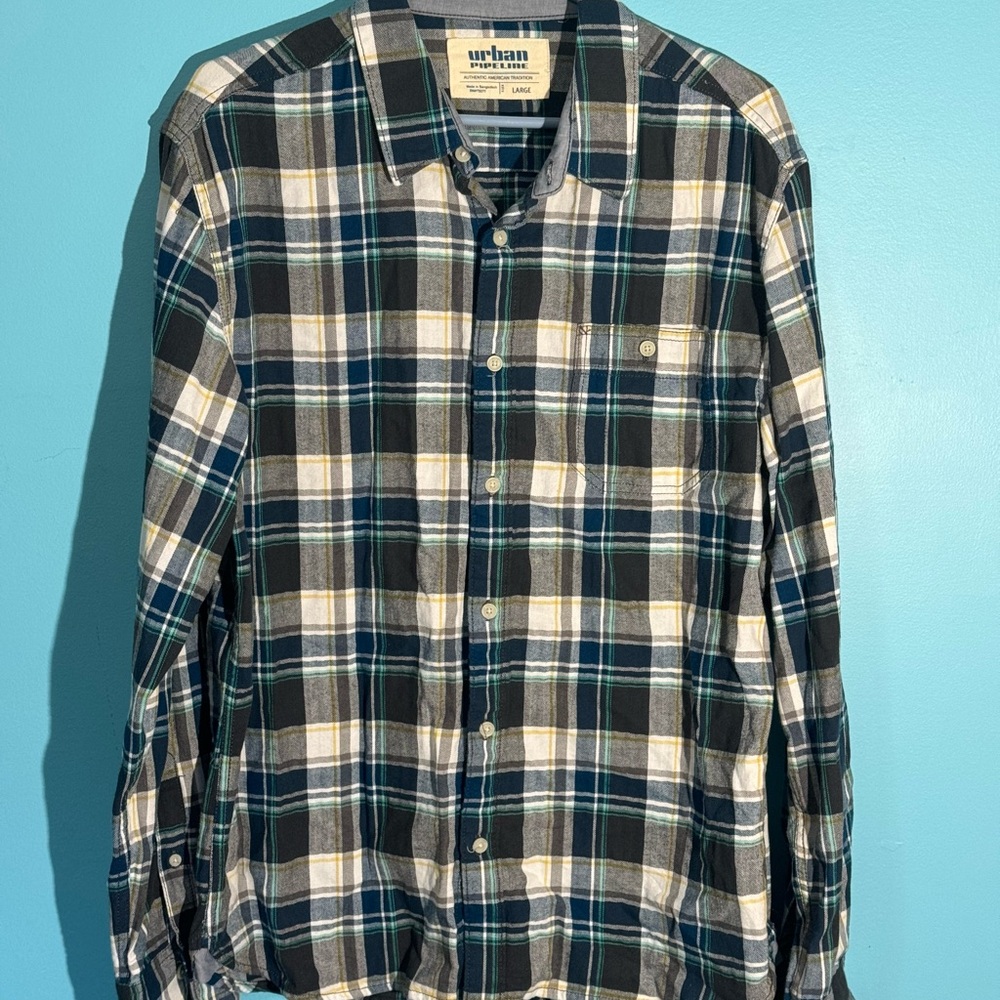 Urban Outfitters Men's Blue Plaid Shirt